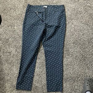 LOFT Navy Polka Dot Skinny Pants